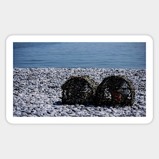 Lobster Pots on a Beach Sticker